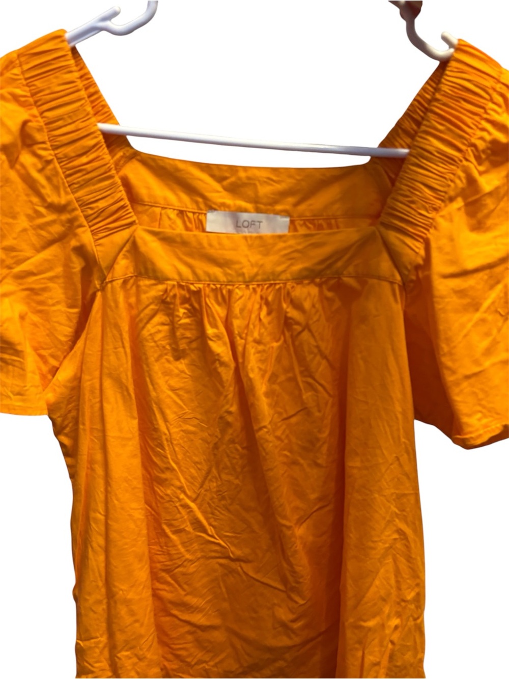 ⭐️LOFT Vibrant Orange Square-Neck Puff Sleeve Blouse